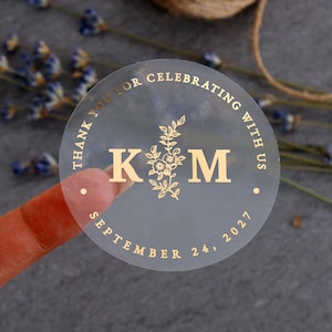 Wedding Stickers Personalized Botanical Wedding Favor Stickers, Custom Foil Labels, Thank You Tags