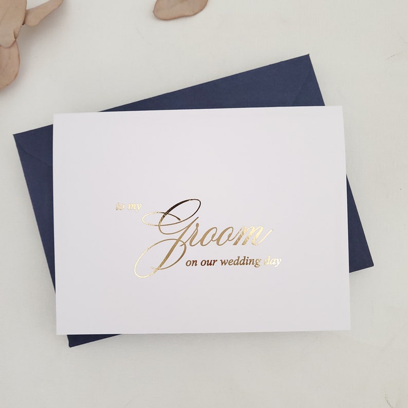 Gold Foiled To my Groom on our Wedding Day Card Silver Rose Gold Fold Card for Groom Wedding Party Gift Card To my Husband Note Card image 9