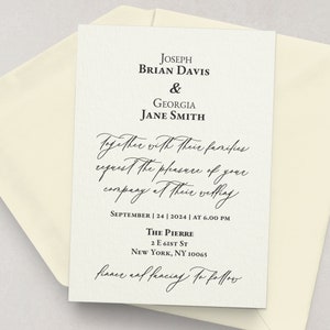 Suite d'invitations de mariage élégantes - Calligraphies élégantes d'invitations à un mariage, cartes RSVP, enveloppes, cartes détaillées, cachets de cire, vestes en vélin