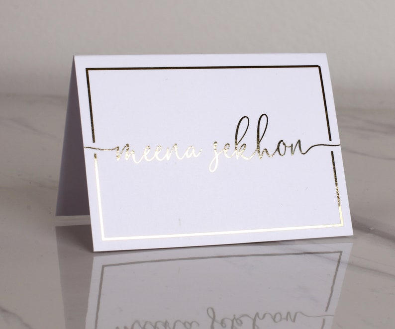 Personalized Wedding Name Cards Escort cards Elegant Custom Tent Cards Place Cards Real Gold Foil Table Cards Wedding Name Table Cards