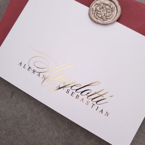 Gold Foiled Flat Wedding Stationery Custom Note Cards Wedding Enclosure Silver Rose Gold Personalized Wedding Invitations 4x6 Flat Design