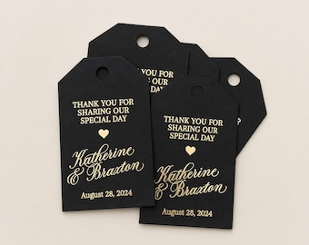 Black & Gold Thank You Tags for Wedding Favors Personalized Gift Tags, Navy, Red, Rose Gold, Silver, Welcome Bag, Birthday Party Favors