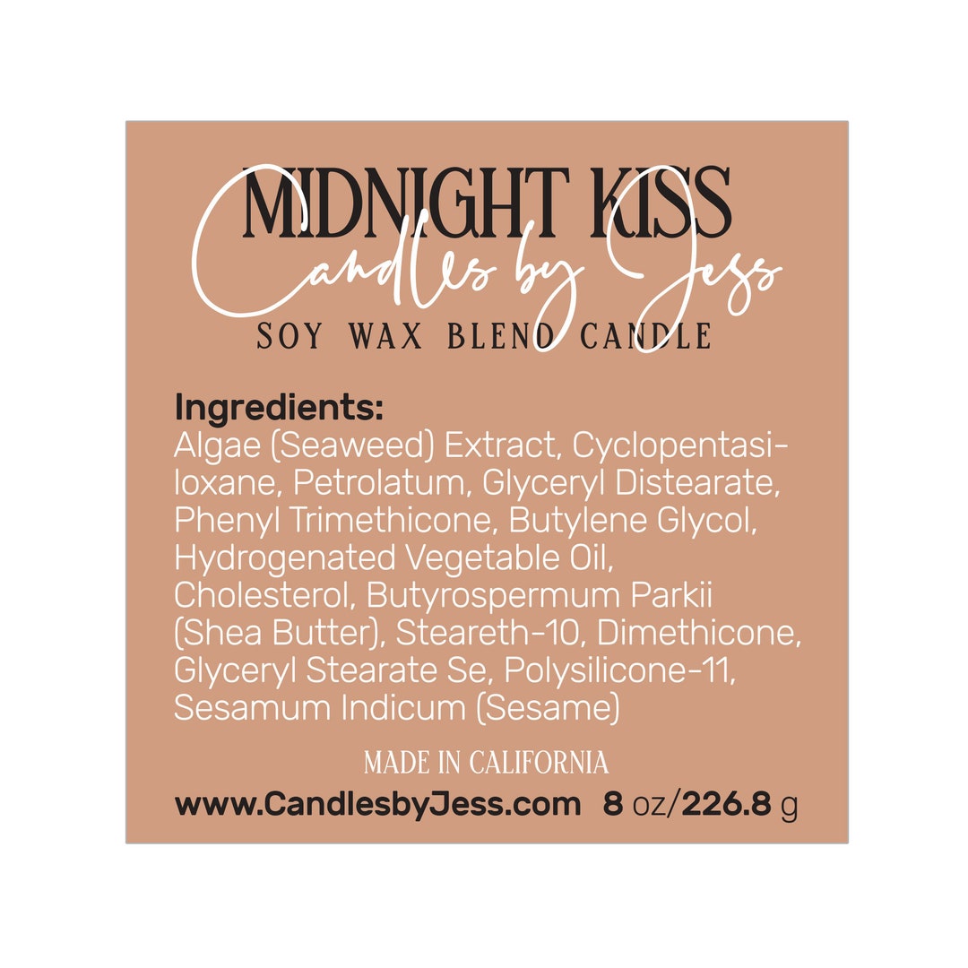 Custom Ingredient Label Stickers: Waterproof Candle & Cosmetic Labels ...