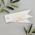 Thank You Tags Custom Wedding Favor Gift Tags: Flag Shape Foil Thank You Labels – Gold, Silver, Rose product logo