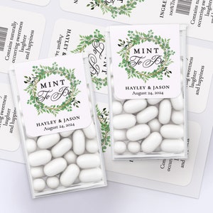 Mint To Be Wedding Favors Labels for Tic Tac, Greenery Foliage Personalized Labels Stickers for Bridal Shower Favors, Wedding Mints Labels