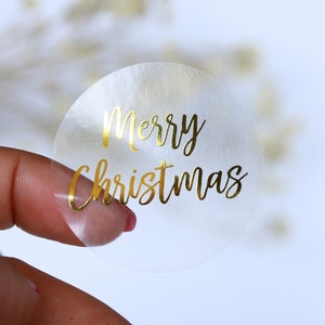 Echt Gold Folie Frohe Weihnachten Aufkleber Klare Aufkleber Rosegold Silberfolie Geschenketiketten Weihnachten Geschenkanhänger
