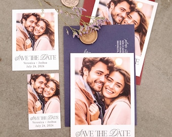 Photo Wedding Save the Date Magnets Fairytale Calligraphy, Envelopes Optional