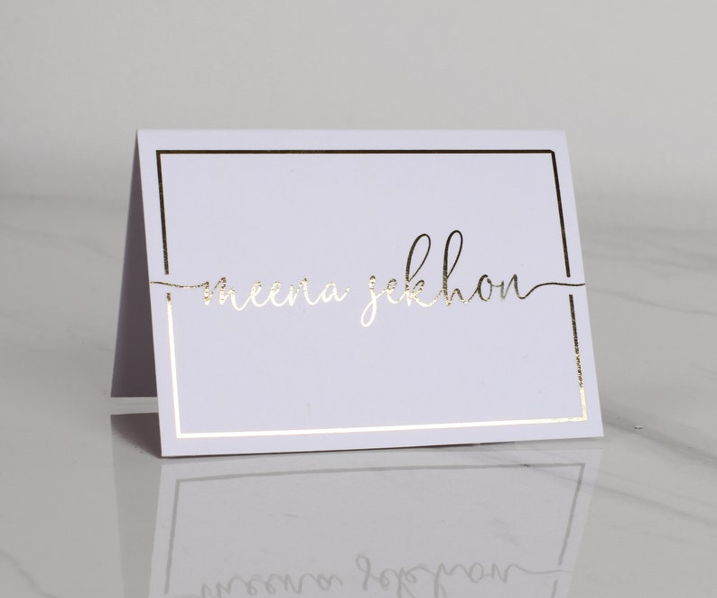 Personalized Wedding Name Cards Escort cards Elegant Custom Tent Cards Place Cards Real Gold Foil Table Cards Wedding Name Table Cards