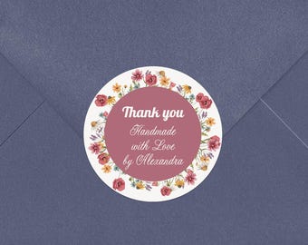 Custom Floral Thank You Stickers Handmade Small Business Packaging