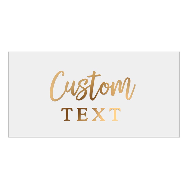 transparent rectangle labeling sticker with custom text in gold foiled print