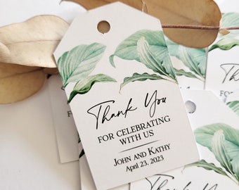 Greenery Elegant Thank you Wedding Favor Tags,  Personalized Wedding Gift Tags, Rustic Wedding Tags, Botanical Thank You Favour Hang Tags