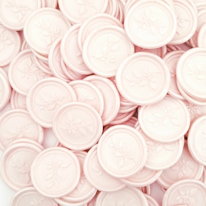 Champagne Pink Wax Seal Stickers Huwelijksuitnodigingen, Save the Dates, Botanische Envelopafdichtingen met zelfklevende achterkant, Licht Blush Roze