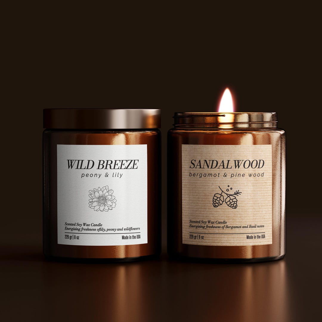Custom Candle Labels: Kraft or White Personalized Textured Stickers ...