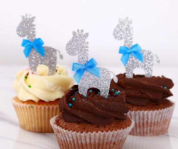 Giraffe Baby Shower Cupcake Toppers Baby Boy Baby Shower Etsy