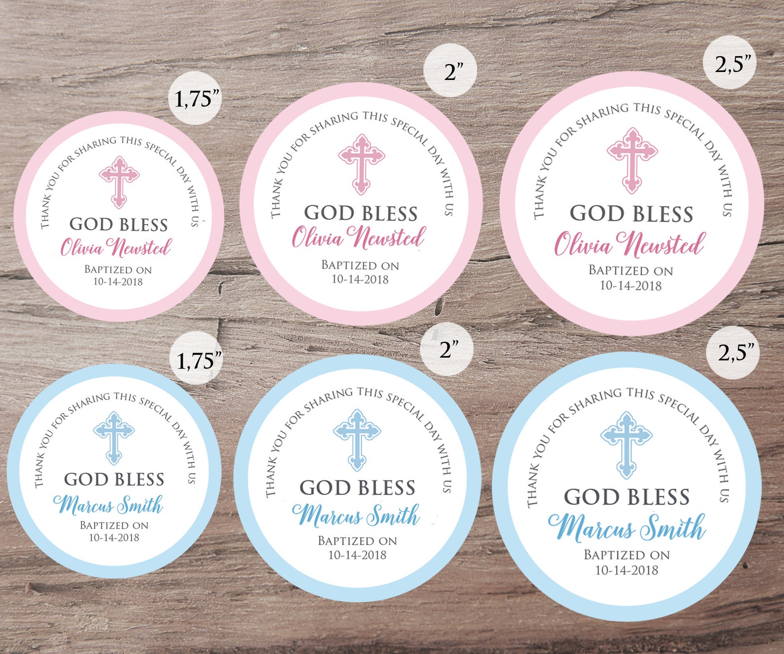 Baptism Thank You Favor Stickers Boys Baptism Favor Stickers - Etsy