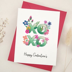 Hugs and Kisses Galentines Karte, XOXO Galentines Karte für Bestie, Schwester, Freunde, Happy Galentine's Day Card mit individuellem Aufdruck im Inneren