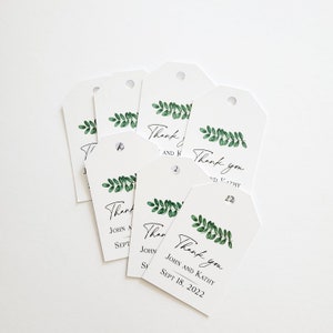 Greenery Branch Thank you Wedding Favor Tags, Personalized Wedding Gift Tags, Rustic Wedding Tags, Botanical Thank You Favours image 2