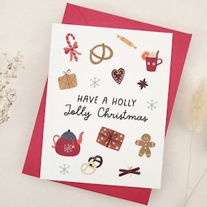 Biglietto di Natale carino, biglietto di Natale allegro e agrifoglio, biglietto di Natale personalizzato per amici, genitori, biglietto di Natale per la famiglia, buono regalo di Natale
