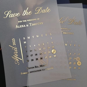 Calendar Foil Save the Dates Gold Vellum Wedding Save the date Cards Custom Save our Date Invites Rose Gold Personalised Frosted Invitation