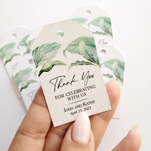 Greenery Elegant Thank you Wedding Favor Tags, Personalized Wedding Gift Tags, Rustic Wedding Tags, Botanical Thank You Favour Hang Tags image 5