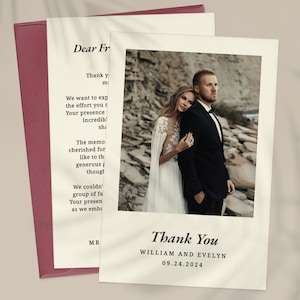 Cartes de remerciement avec photo pour mariage, Cartes de remerciement personnalisées pour mariage, Cartes de remerciement pour mariage avec photo, Cartes de remerciement modernes avec enveloppes