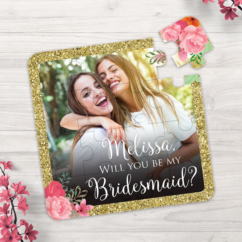 Bridesmaid Proposal Puzzle Card Funny Will You Be My Bridesmaid Puzzle Unique Bridesmaid Gift Photo Puzzle Custom Bridesmaid Photo Gift image 1