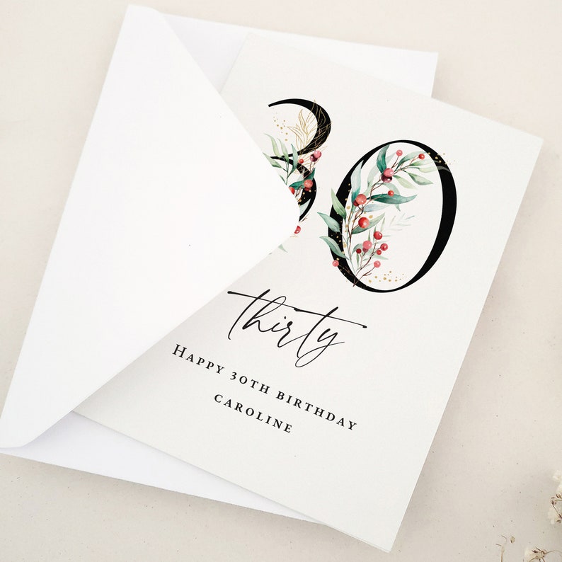 30th Birthday Card, Personalized Birthday Card for 30 Years, Thirty ...