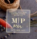 Personalized Wedding Favor Stickers: Custom Square Foil Thank You Labels with Monograms product logo