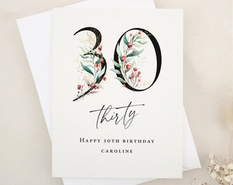 Personalisierte Geburtstagskarte für 30 Jahre, Dreißig Geburtstagskarte mit Grün, Individuelle Geburtstagsgeschenkkarte für Sie und Ihn