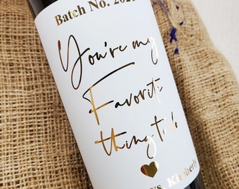 Personalized Valentine's Wine Label: Gold Foil Custom Wine Sticker