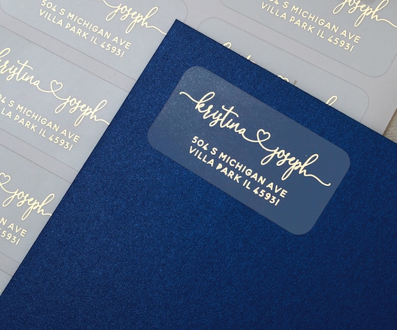 Custom Clear Return Address Labels Gold Foil Return Address Stickers Rose Gold Silver Clear Return Address Labels Wedding Return Mailing