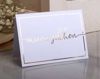 Real Gold Foil Wedding Place Cards: Elegant Personalized Name Cards