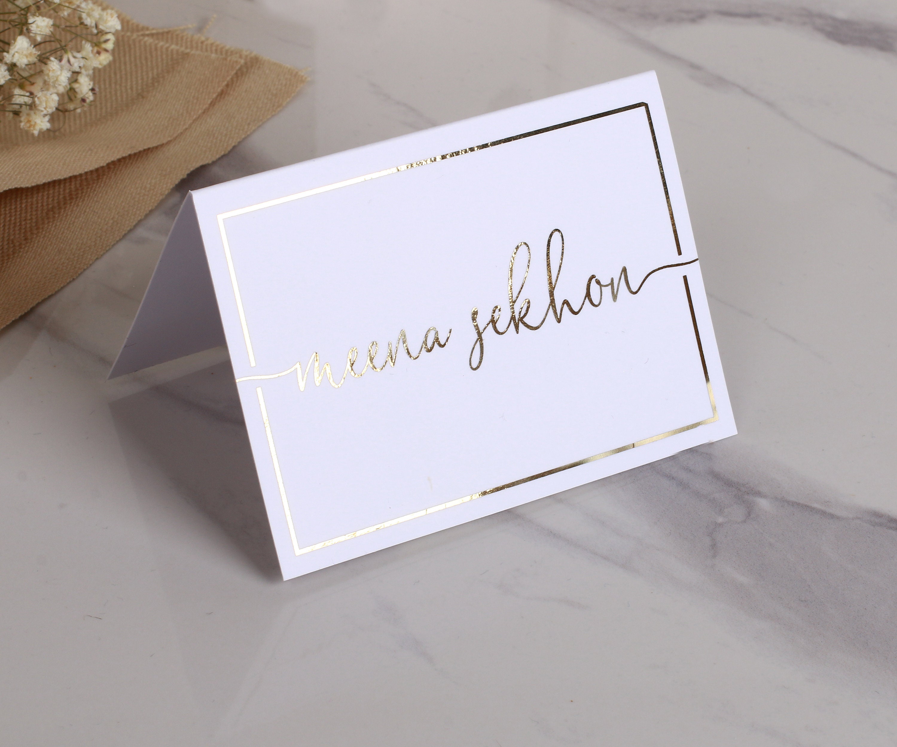 Wedding Name Table Cards Real Gold Foil Table Cards Place Etsy