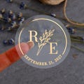 Custom Wedding Stickers for Favors Labels Envelope Seal Stickers for Invitations Botanical Monogrammed Clear Rose Gold Silver Foil product logo