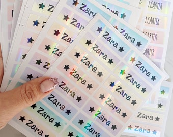 Name Stickers Back to School Labels Waterproof Water Bottle Stickers School Supplies Custom Kid Name Stickers Daycare Vinyl Holographic