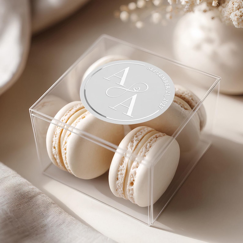 Adesivi trasparenti per matrimoni con lamina d'oro, sigilli personalizzati per buste con monogramma e simbolo dell'infinito per bomboniere, etichette adesive per bicchieri immagine 12