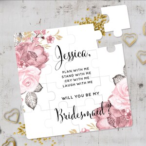 Personalized Bridesmaid Puzzle, Bridesmaid Proposal, Will You Be My Bridesmaid, Cute Bridesmaid Gift, Plan with me stand with me Card