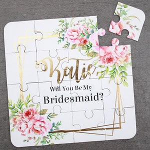 Personalized Bridesmaid Proposal Puzzle, Gold Foil Will you be my Bridesmaid, Funny Bridesmaid Proposal Card, Bridesmaid Gift