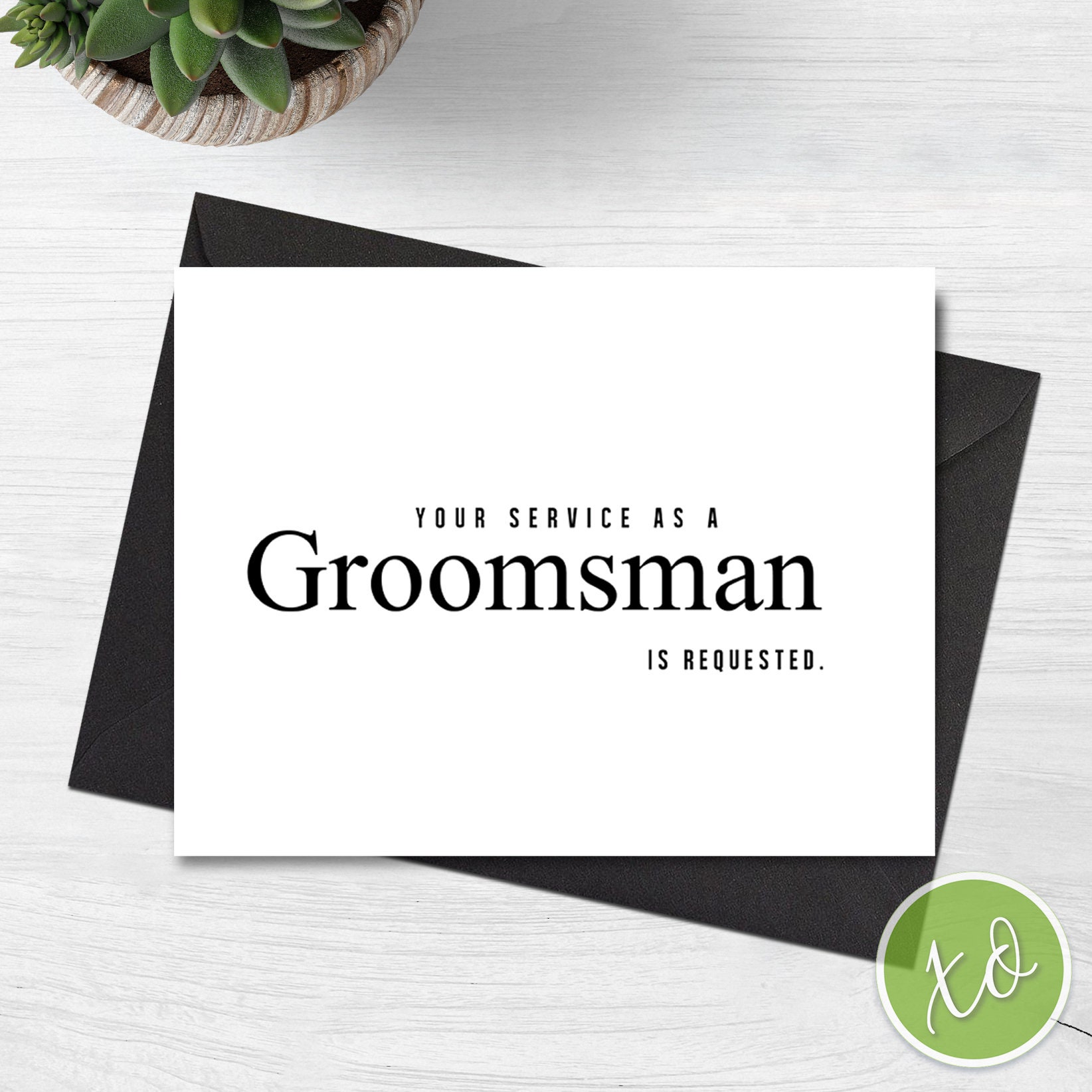 Groomsmen Proposal Card Your service as a Groomsman is Requested Card Elegant Groomsman Proposal Card Best man Card in Black and White