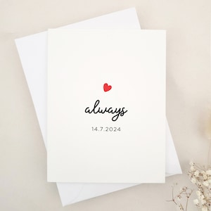 Always Anniversary Card for Husband, Wife, Girlfriend, Boyfriend with Custom Date, On my Wedding Day Card from Bride to Groom, Always Card