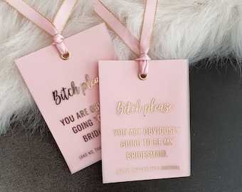 Funny Bitch Please Bridesmaid Card, Vellum Foiled Bridesmaid Proposal, Gold Will You Be My Bridesmaid, Rose Gold Bridesmaid Gift, Silver