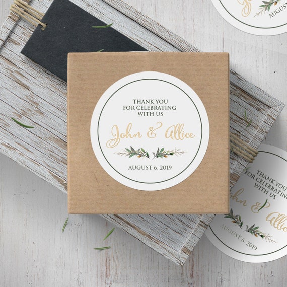 Adesivi di ringraziamento per matrimoni Greenery Wedding Grazie