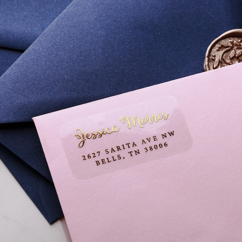 Custom Return Foil Address Labels Clear Address Sticker Gold Etsy
