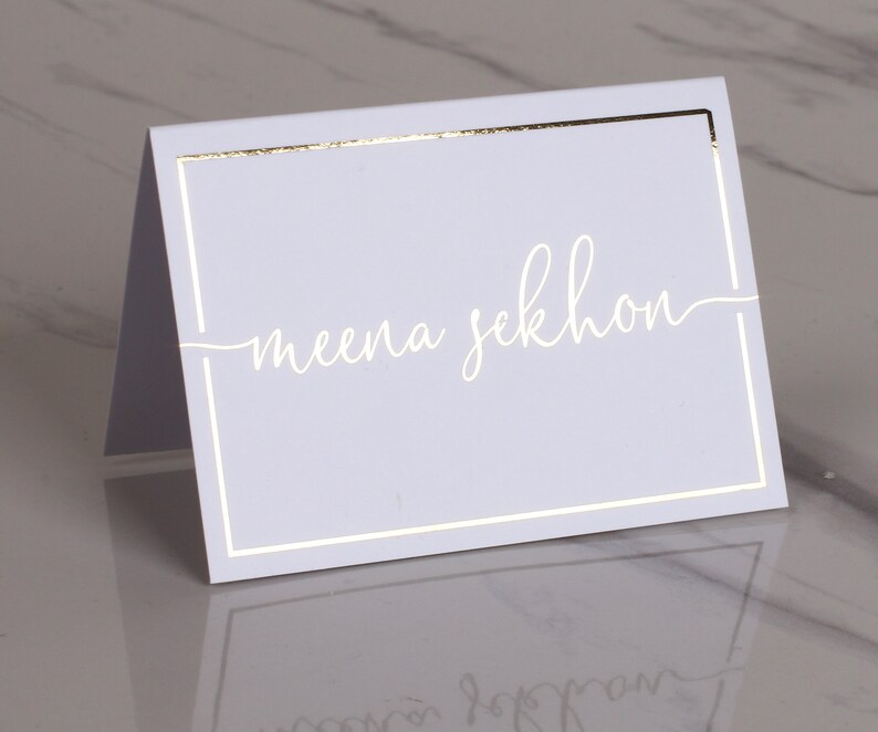 Personalized Wedding Name Cards Escort cards Elegant Custom Tent Cards Place Cards Real Gold Foil Table Cards Wedding Name Table Cards
