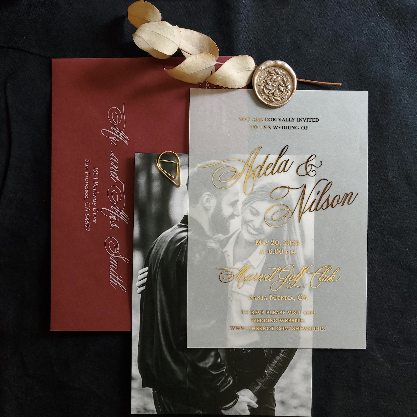 Custom Gold Foil Vellum Wedding Invitations With Classic and Etsy