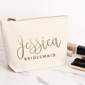 Personalized Bridesmaid Gifts, Bridesmaid Makeup Bags, Cosmetic Bags, Toiletry Bags For Bridesmaids, Bridesmaids Pouches, Rose Gold, Gold