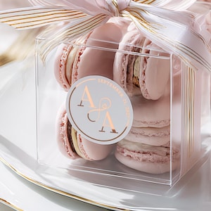 Adesivi trasparenti per matrimoni con lamina d'oro, sigilli personalizzati per buste con monogramma e simbolo dell'infinito per bomboniere, etichette adesive per bicchieri immagine 4