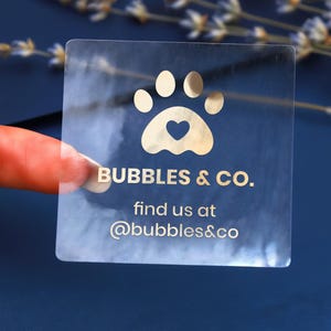 Benutzerdefinierte folierte klare Logo-Etiketten Aufkleber mit benutzerdefiniertem Text, personalisiertes Geschäftslogo, quadratisches Logo-Etikett, benutzerdefinierte Logoaufkleber aus Goldfolie