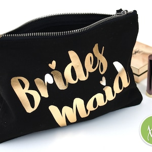 Personalized Makeup Bags, Bridesmaid Pouches, Bridesmaid Cosmetic Bag, Bachelorette Party Favors, Canvas Organizer Bag for Bridesmaids