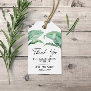 Greenery Elegant Thank you Wedding Favor Tags, Personalized Wedding Gift Tags, Rustic Wedding Tags, Botanical Thank You Favour Hang Tags image 4